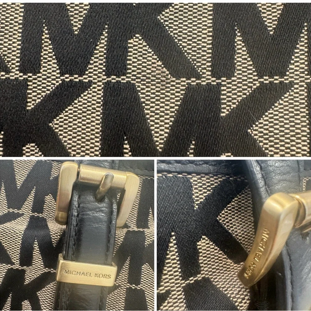 Michael Kors Jet Set MK Signature LG TZ Tote Black Canvas Bag